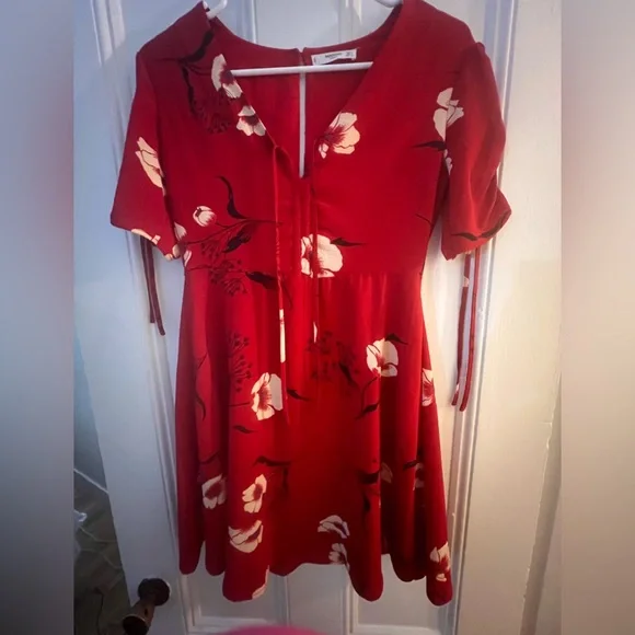 Mango | Dresses | Mango Red Floral Dress | Poshmark
